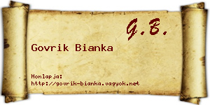 Govrik Bianka névjegykártya